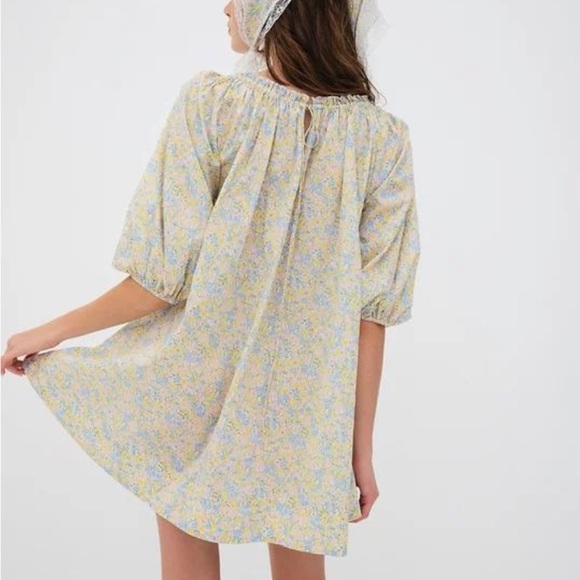 For Love & Lemon floral Puff Sleeve babydoll mini Dress XS - Picture 11 of 11